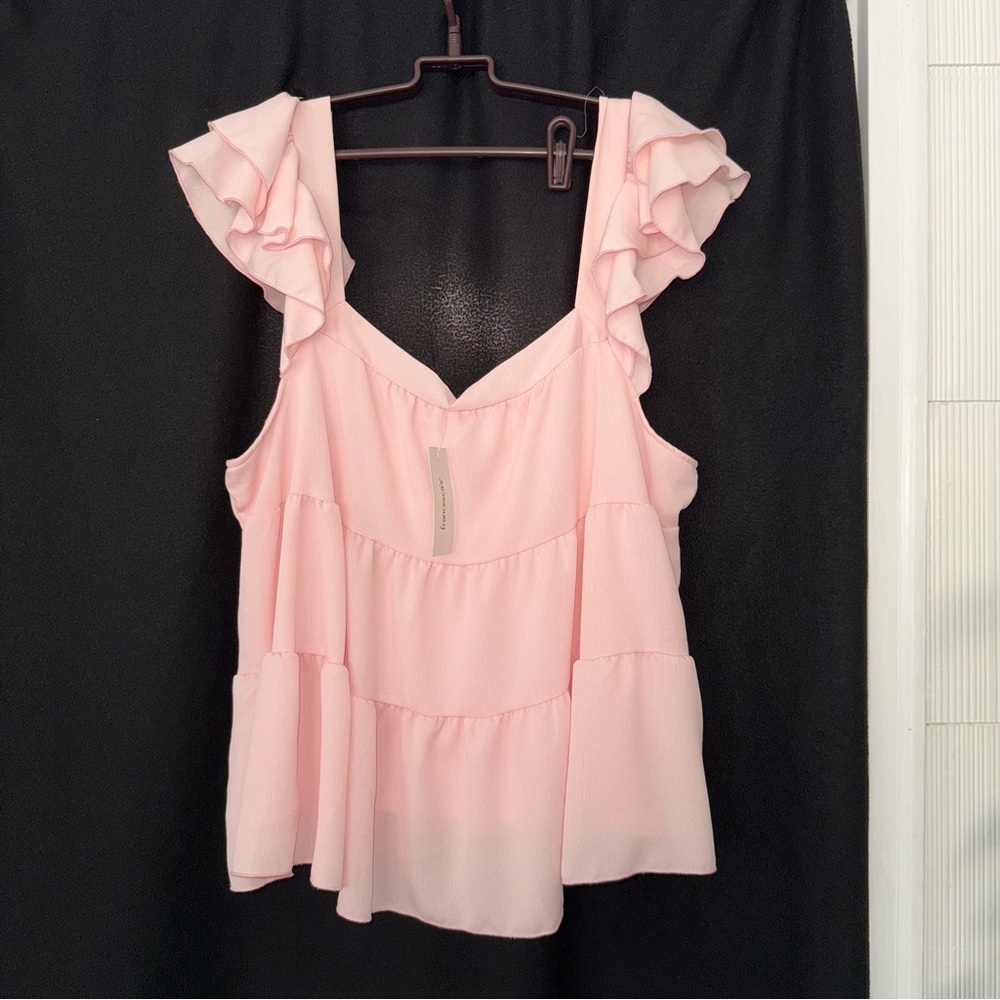 Pink Ruffled Sleeveless Top
